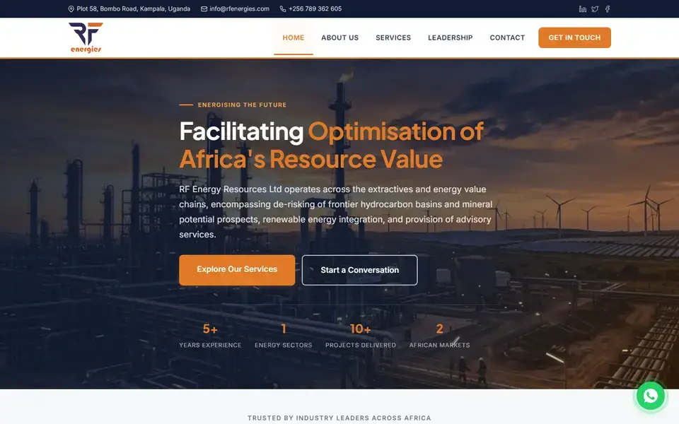 RF Energies website home page