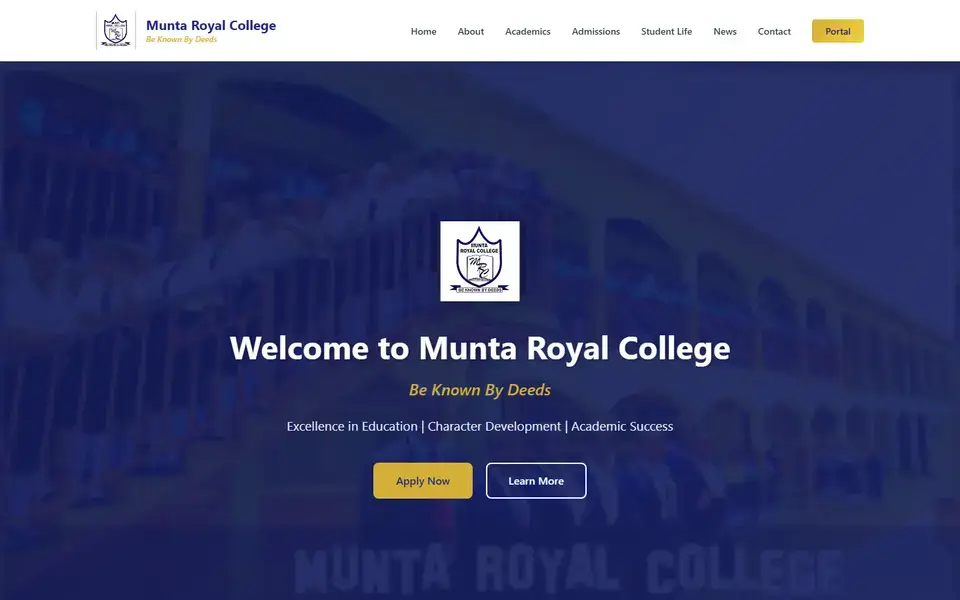 Munta Royal College website home page