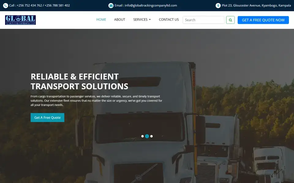 Global Tracking website home page