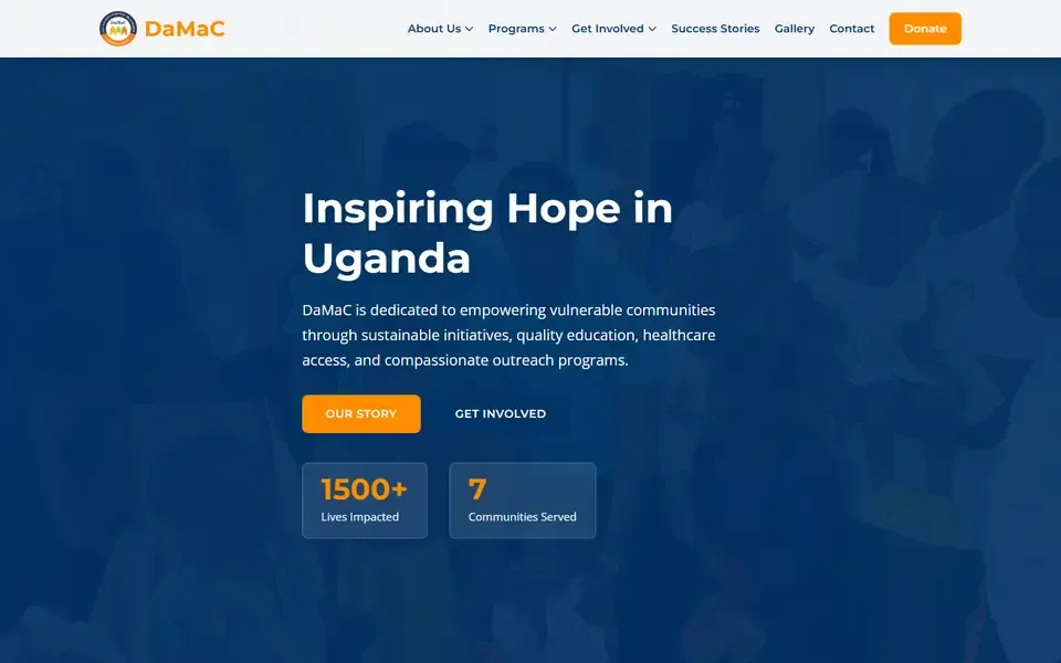 DaMaC Charity website home page