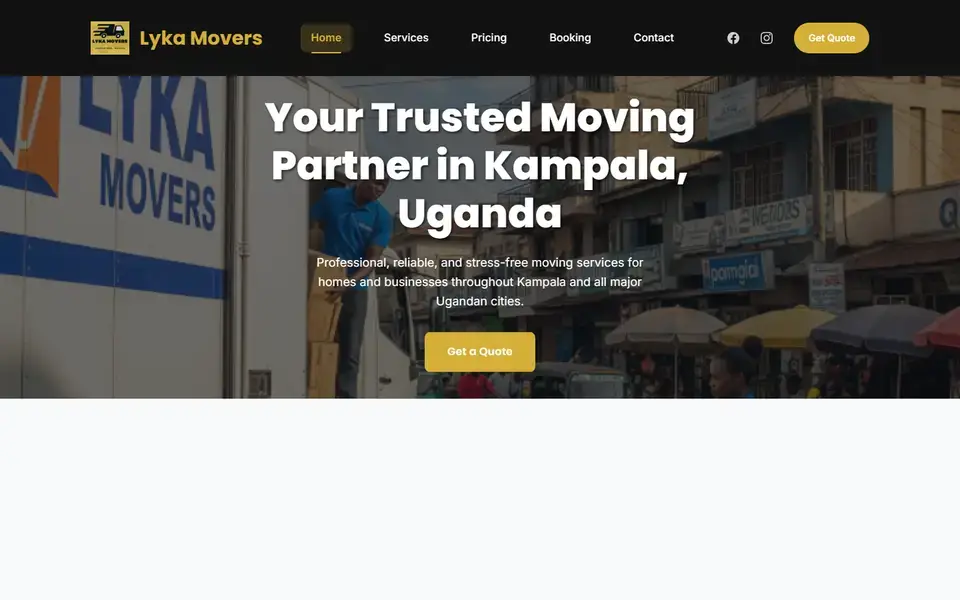 Lyka Movers website home page